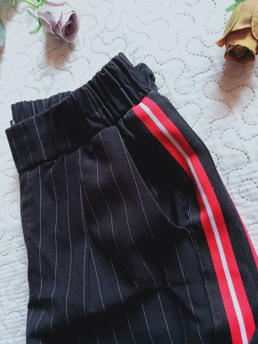 Spodnie chinosy w paski lampasy casual sport vintage S/36