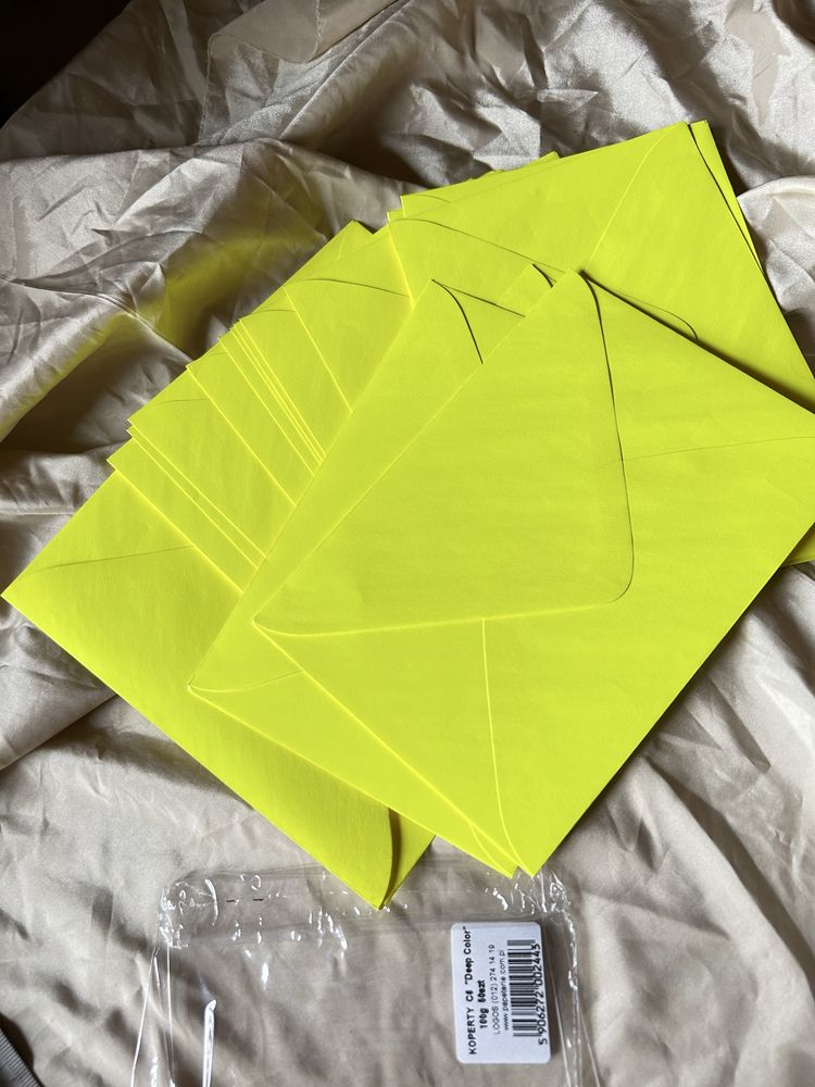 25 szt. Zestaw koperty żółte NEON fluo rozmiar C6
