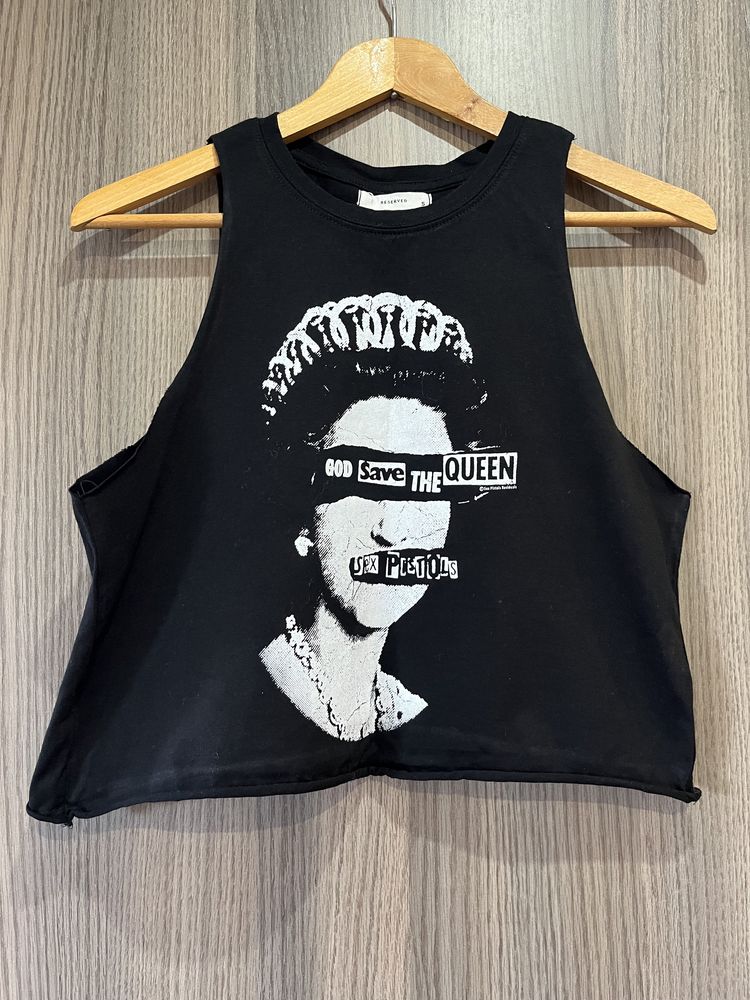 Koszulka crop top damski czarny S