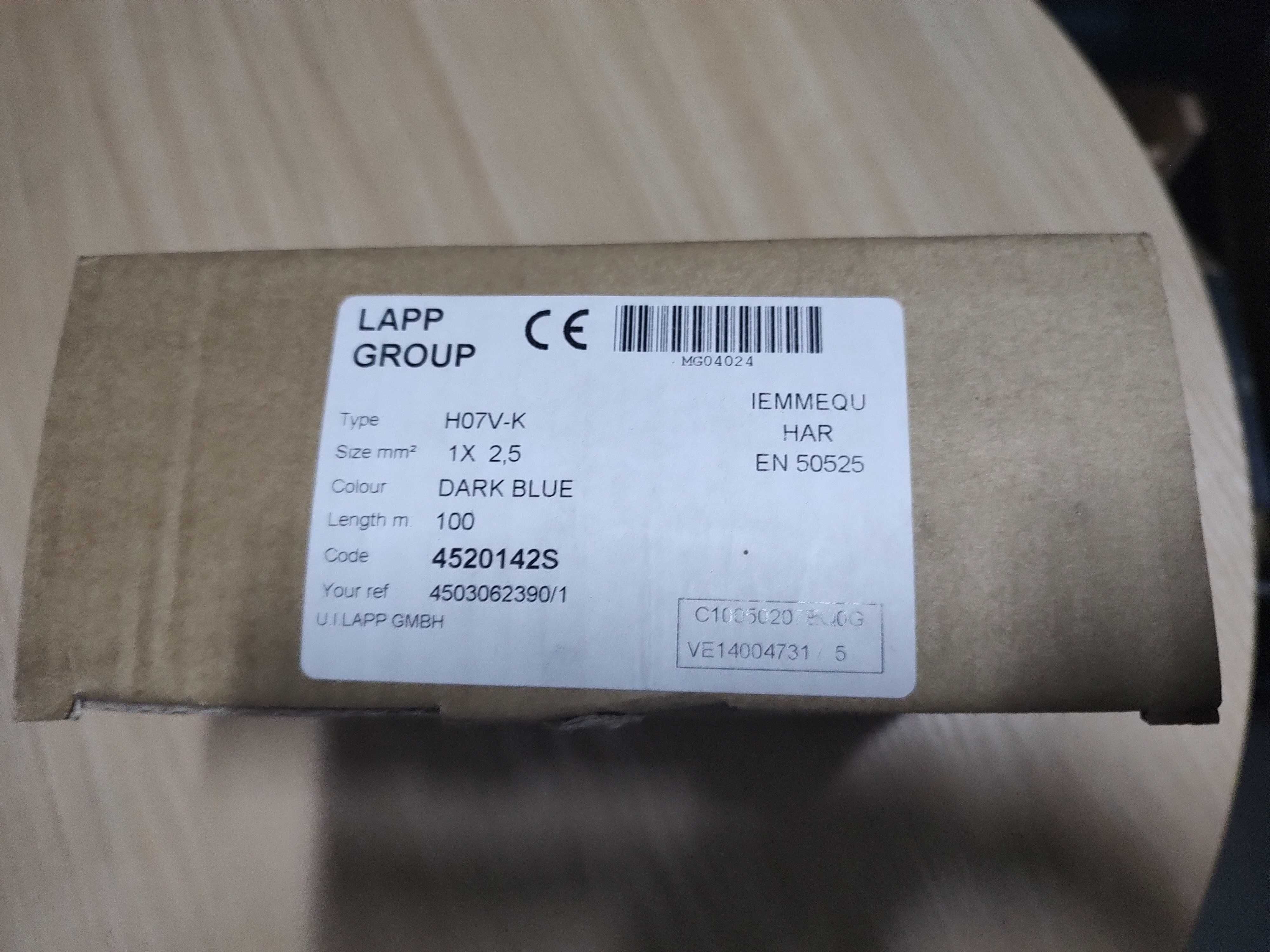 Przewód jednożyłowy linka Lappkabel H07V-K, HAR, 1x2,5 mm2 – 100m+65m