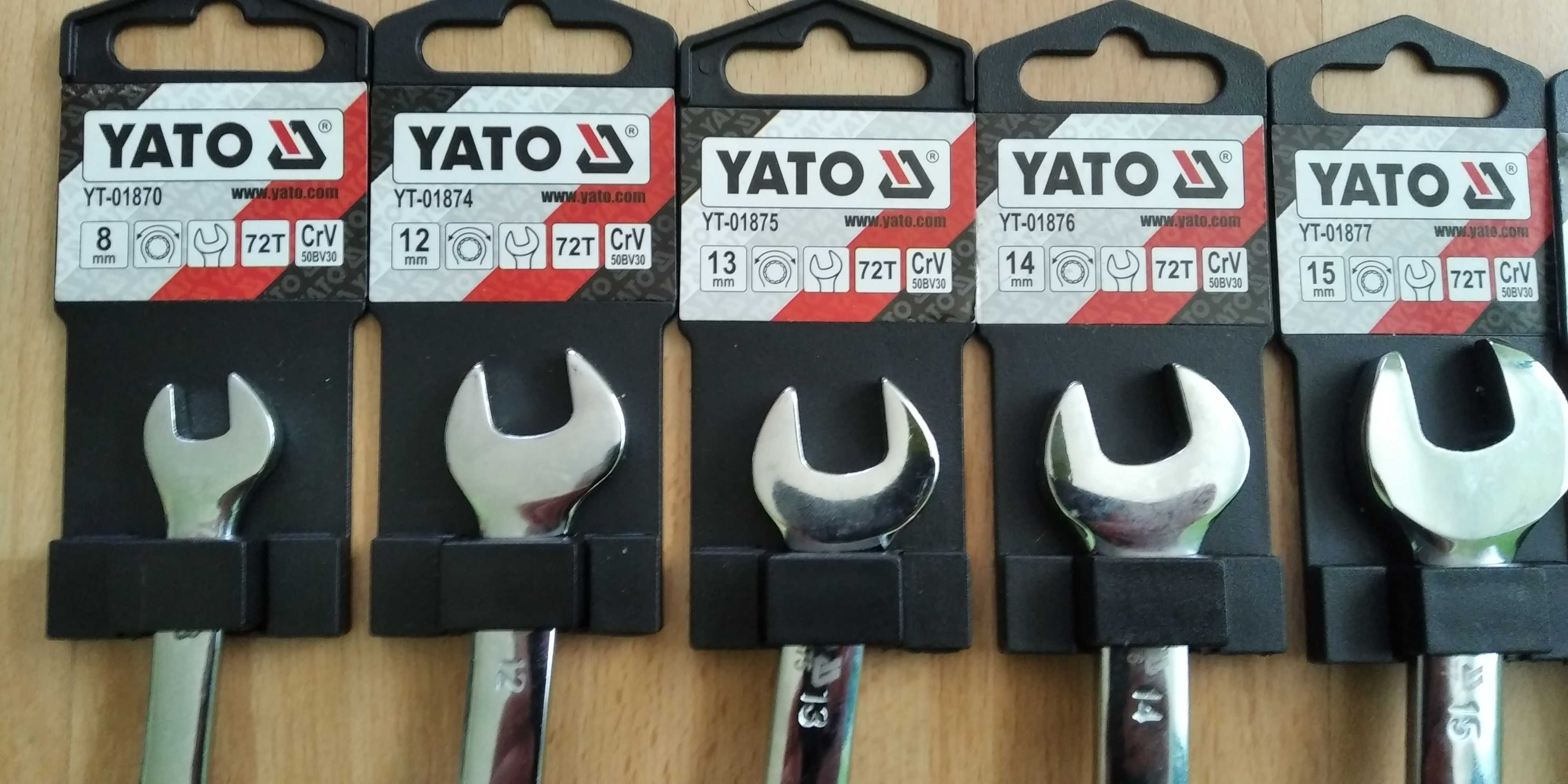 Yato zestaw 9 kluczy płasko oczkowych skręcony skręcane 90° grzechotką