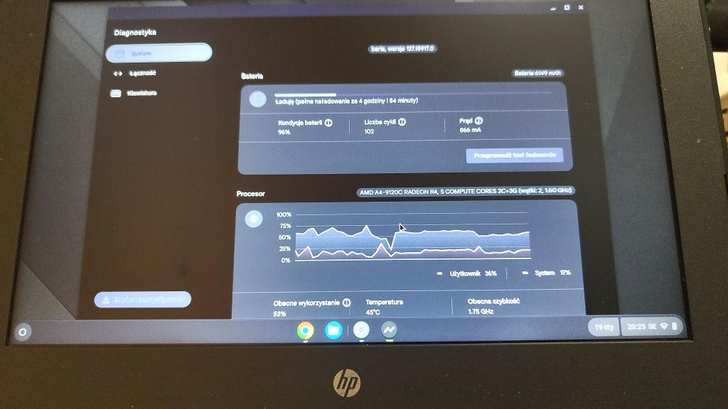 Używany chromebook 11 G6 HP AMD A4-9120C 4gb ram