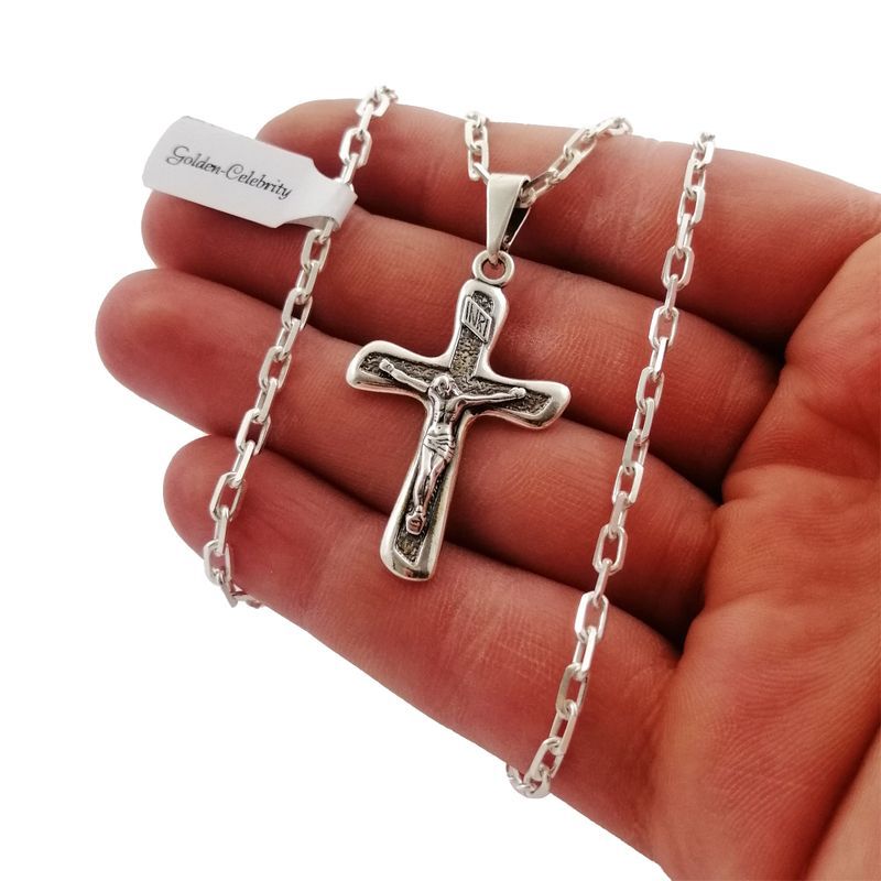Elegancki Srebrny Łańcuszek + Zawieszka Krzyżyk Pr 925 + Grawer Dla Ch