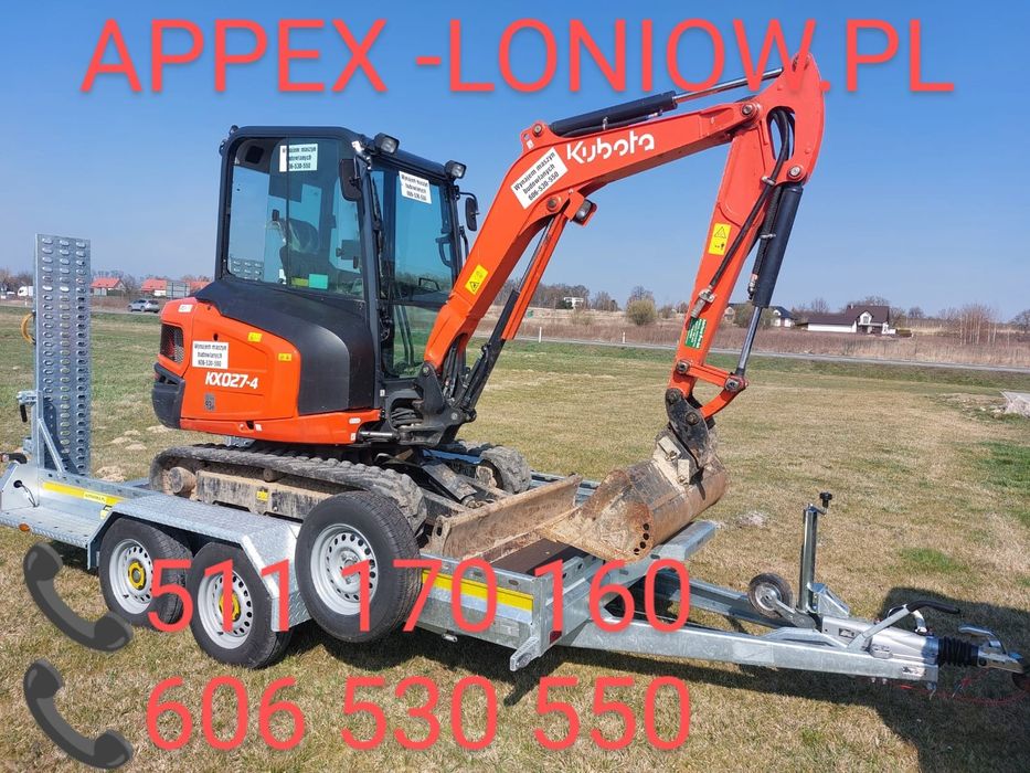 Wynajem minikoparki 3t młot wiertnica fi 30