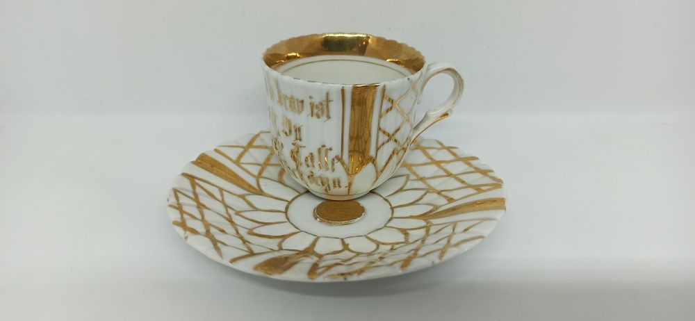 Porcelana okolicznościowa XIX/XX w DUO Mokka Złocona Unikat