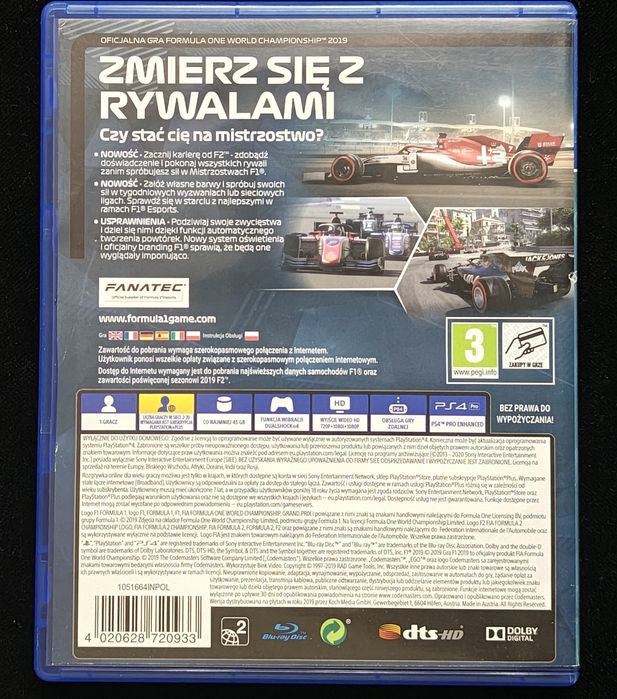F1 2019 PL na PS4 i PS5 po polsku 100% Sprawna z Polskiej Dystrybucji