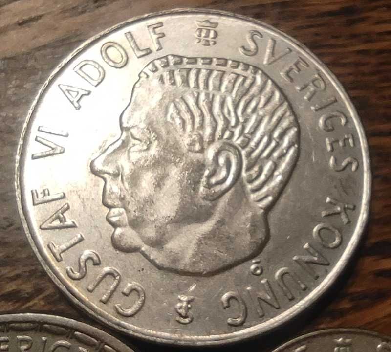 Monety srebrne Szwecja 5, 2 i 1 korona od 1950 do 1961 srebro ag