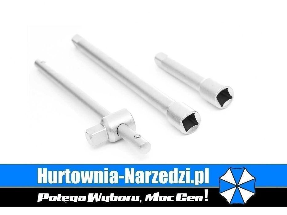 Przedłużki 2szt. + pokrętło "T" 1/2" przedłużka do klucza nasadowego