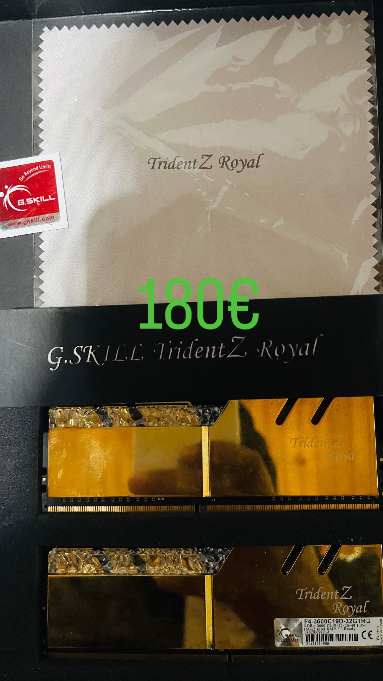 G.Skill Trident Z Royal DDR4 3600MHz 2x16GB CL19 Dourado