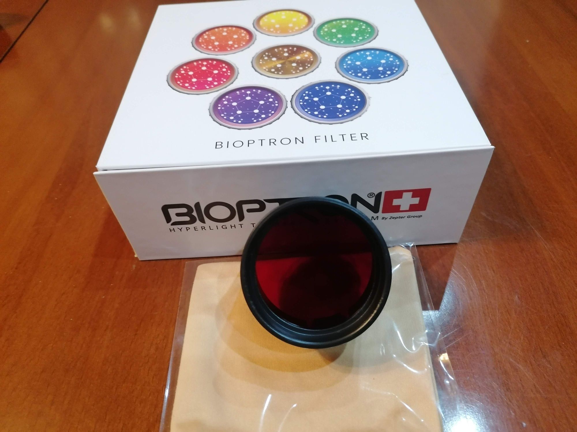BioptronMedall+STATYW+FULEREN-gwarancja-gratis filtr czerwony 5cm