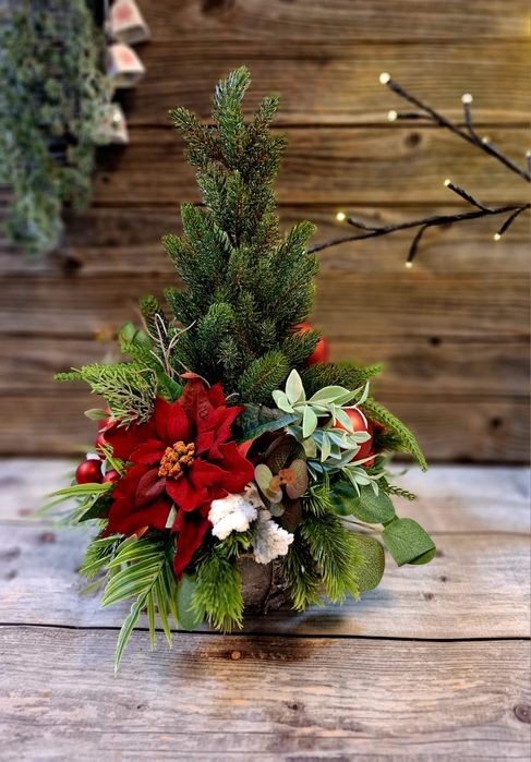 Stroik świąteczny zimowy na cmentarz nagrobek