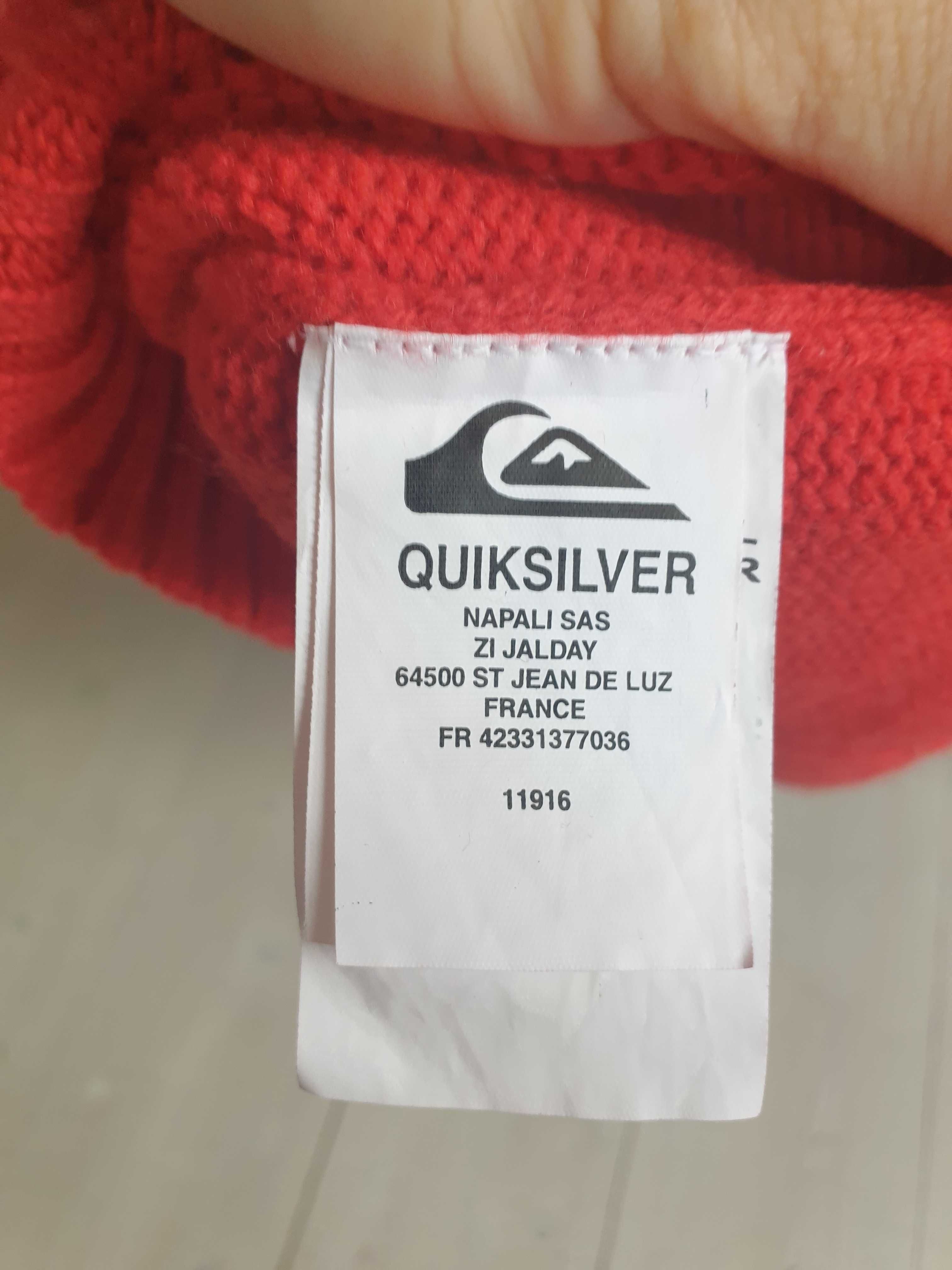 Czerwony sweter z wełny jagnięca wełniany L XL Quicksilver narciarski