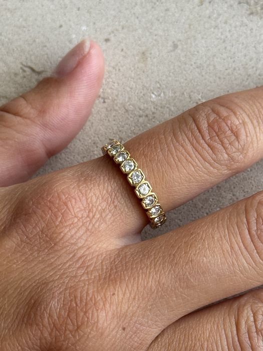 Anel memória quase completa em ouro com 19 diamantes/brilhantes