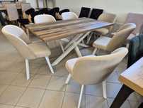 Od ręki! Stół Pająk Dąb Hunton 160/240/90 + 6 tapicerowanych krzeseł