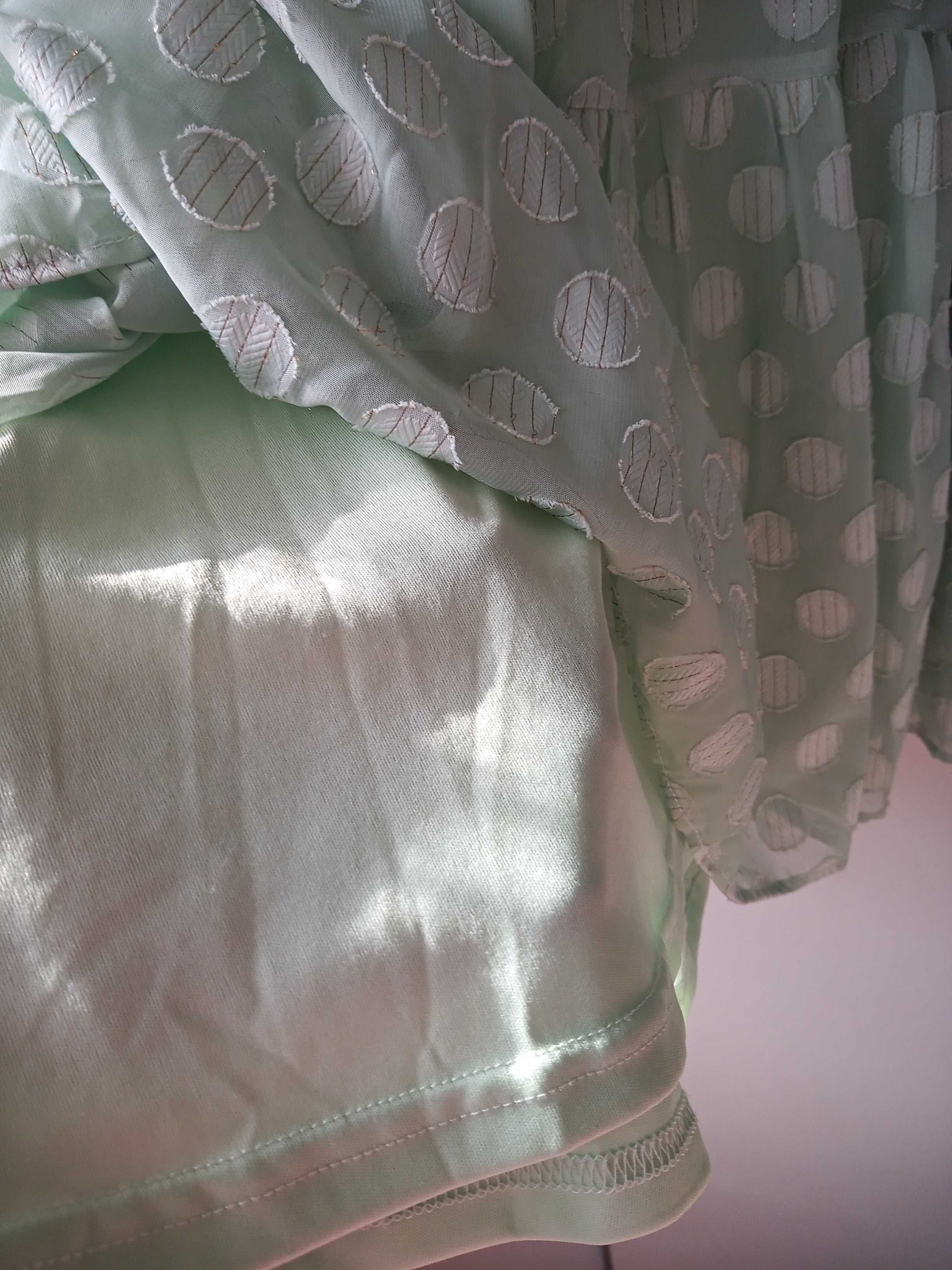 Reserved jasnozielona sukienka w grochy idealny stan rozmiar 158 cm
