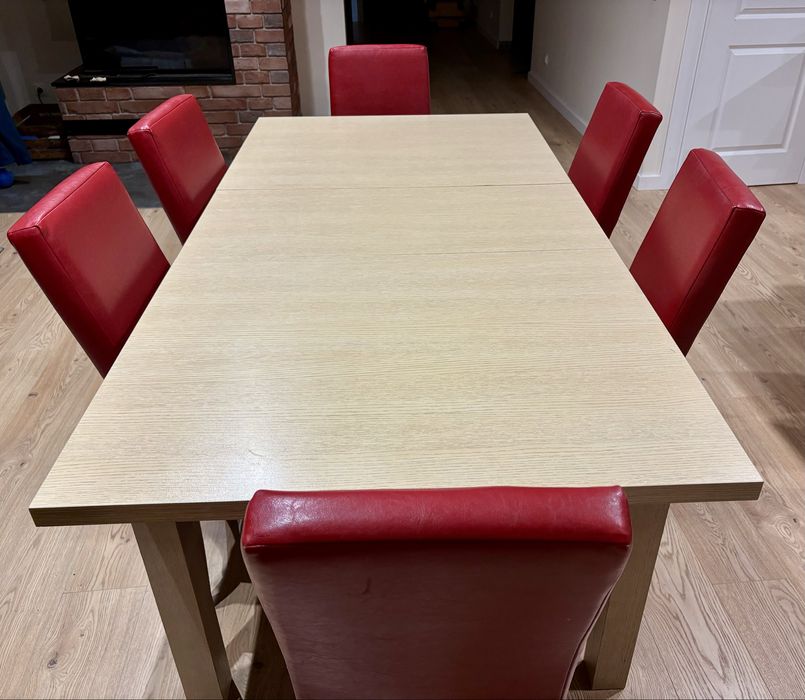 Rozkładany stół z 6 krzesłami 140/180 x 90