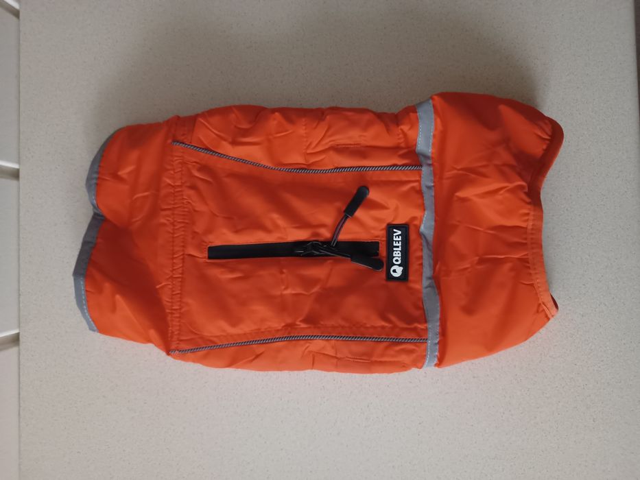 Kurtka dla psa z polarem, wodoodporna z odblaskami pomarańcz