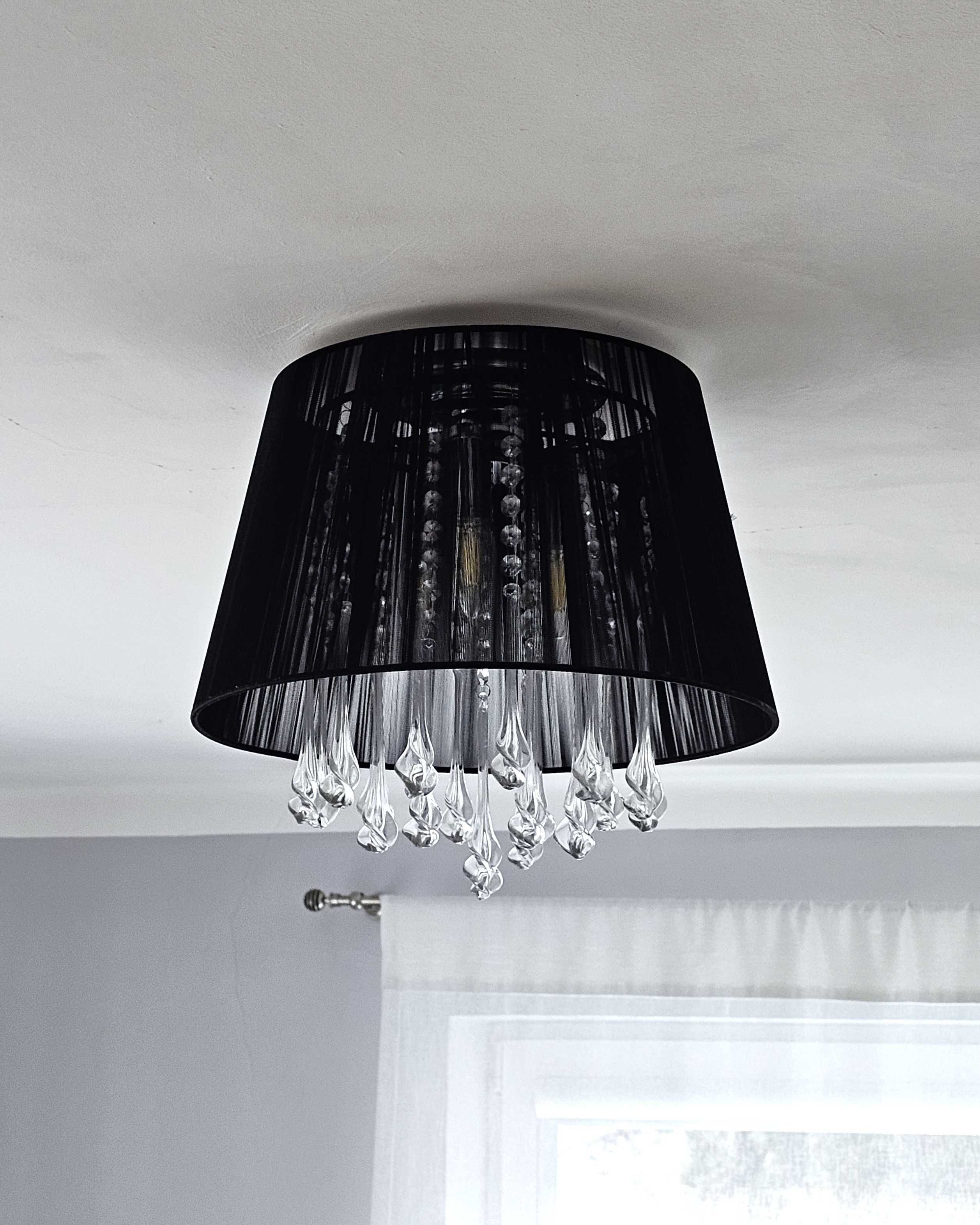 Lampa wisząca żyrandol plafon z kryształkami ITALUX czarny glamour