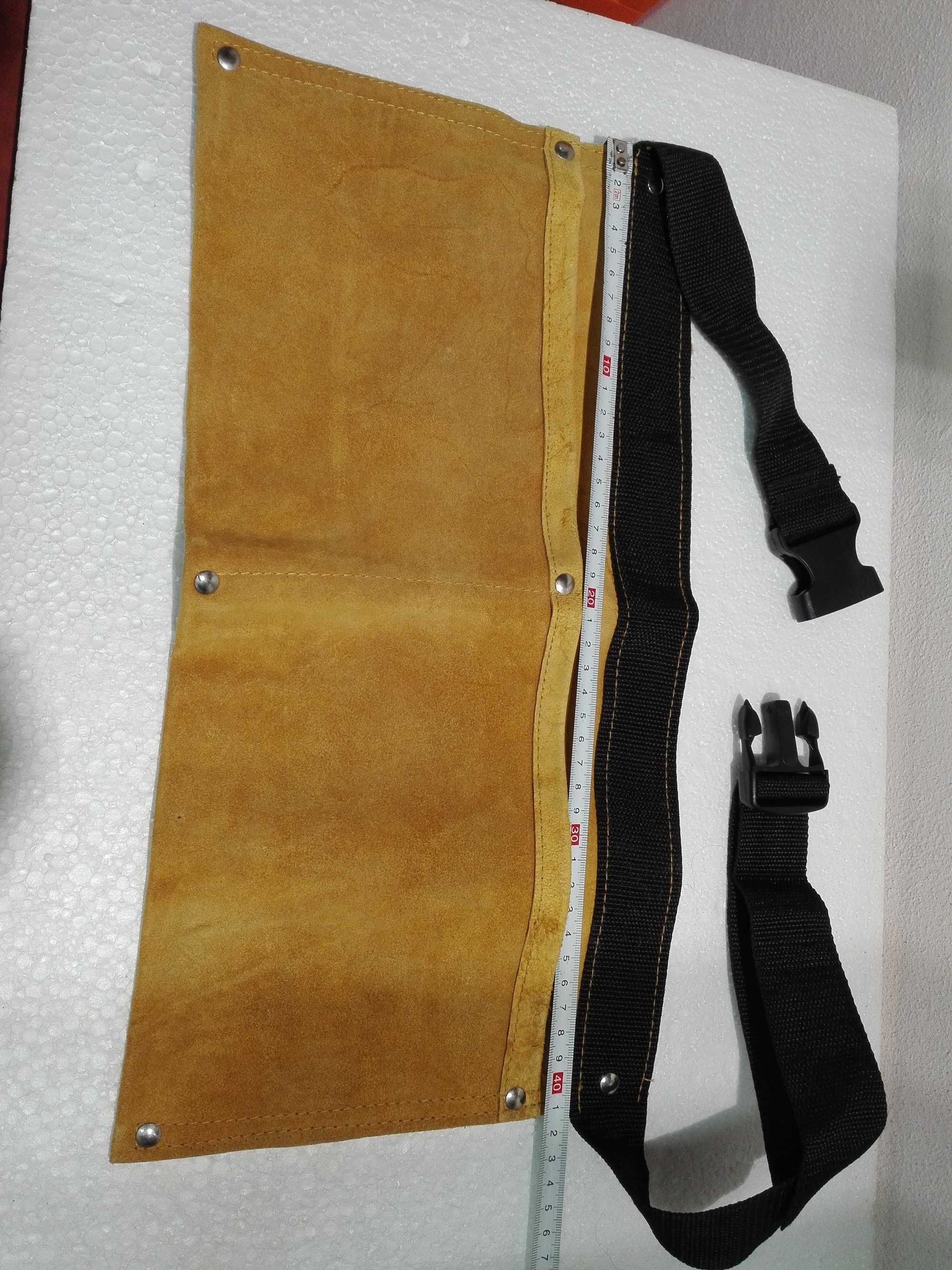 Cinto de trabalho em pele com 2 bolsos