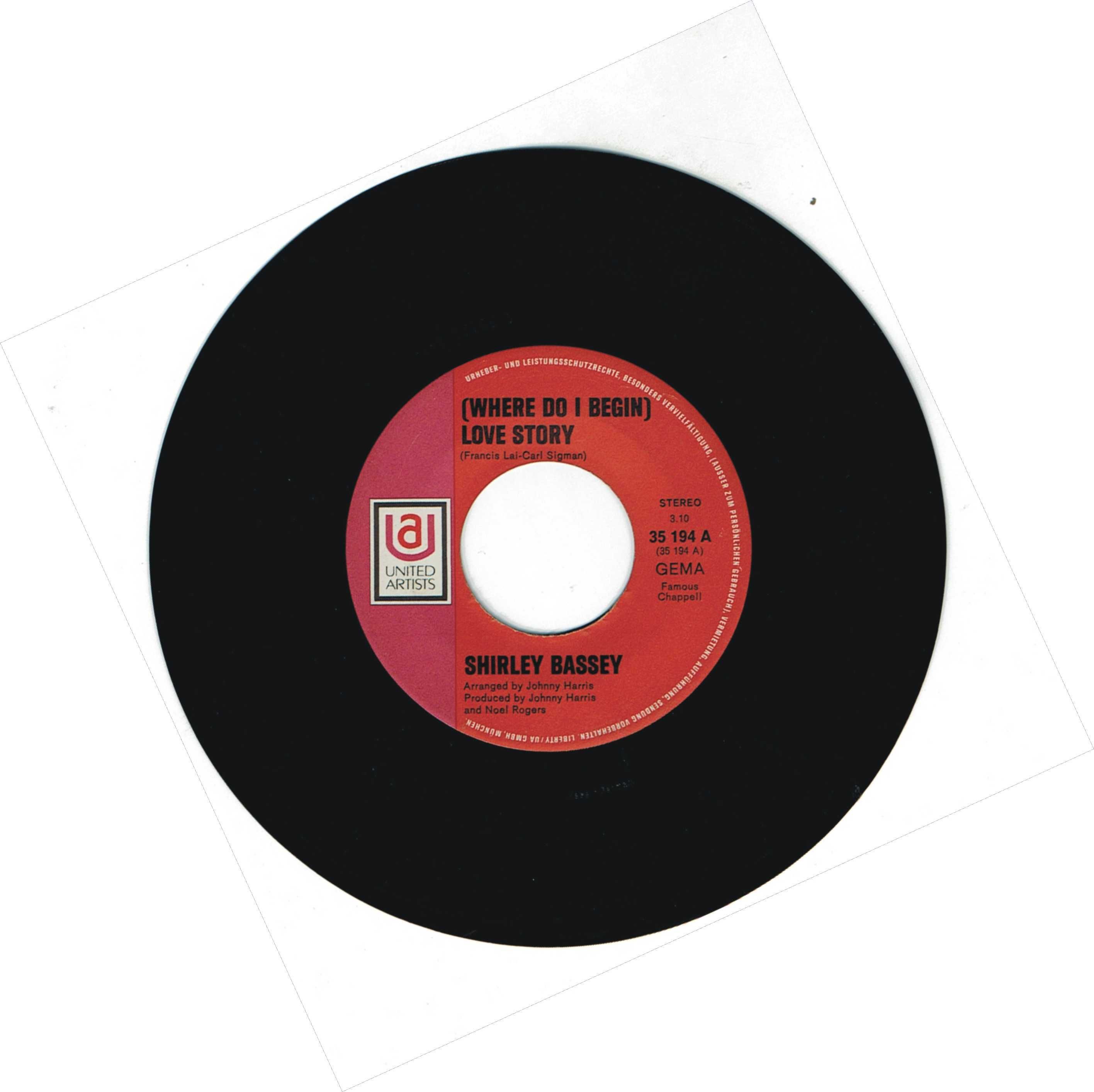 Shirley Bassey – (Where Do I Begin) Love Story - 1971 - 7" 45 Rpm