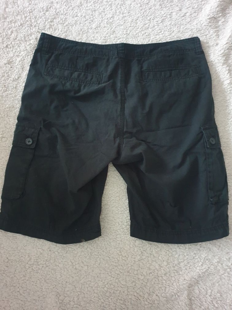 F&F spodenki spodnie szorty Cargo męskie M czarne bawełniane