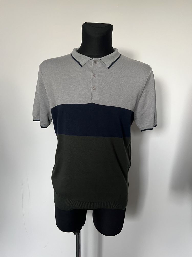 Męska koszulka polo z wzorem colour block
