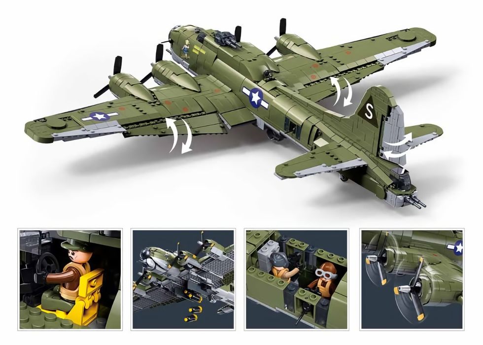 Конструктор Самолёт SLUBAN M38-B1367 Бомбардировщик Б-17 Boeing B-17G