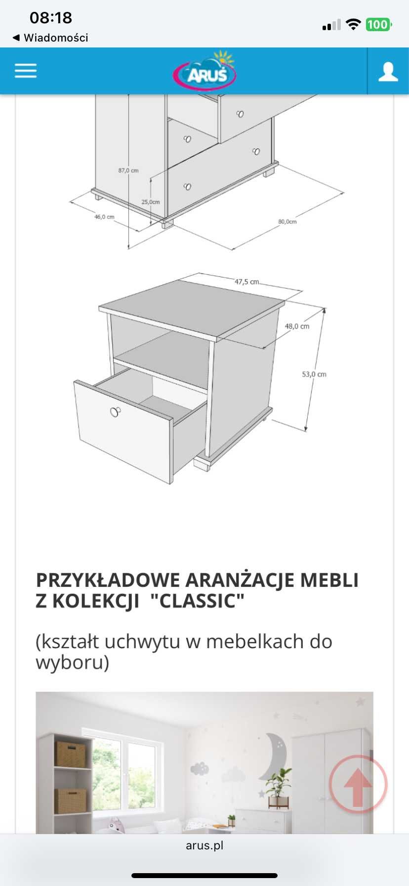 szafka nocna classic, nowa