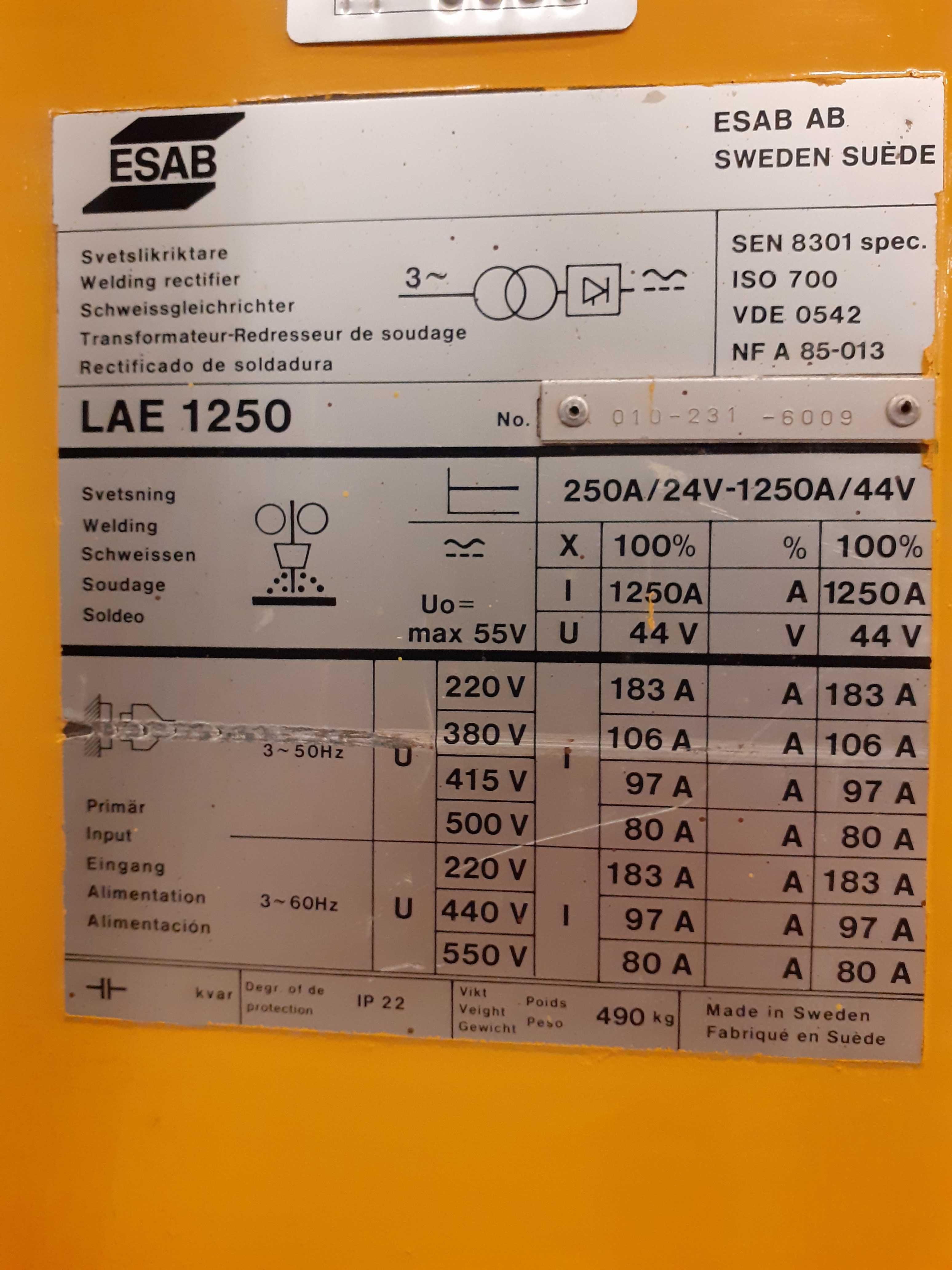 Máquina de soldar por Arco Submerso ESAB LAF 1250