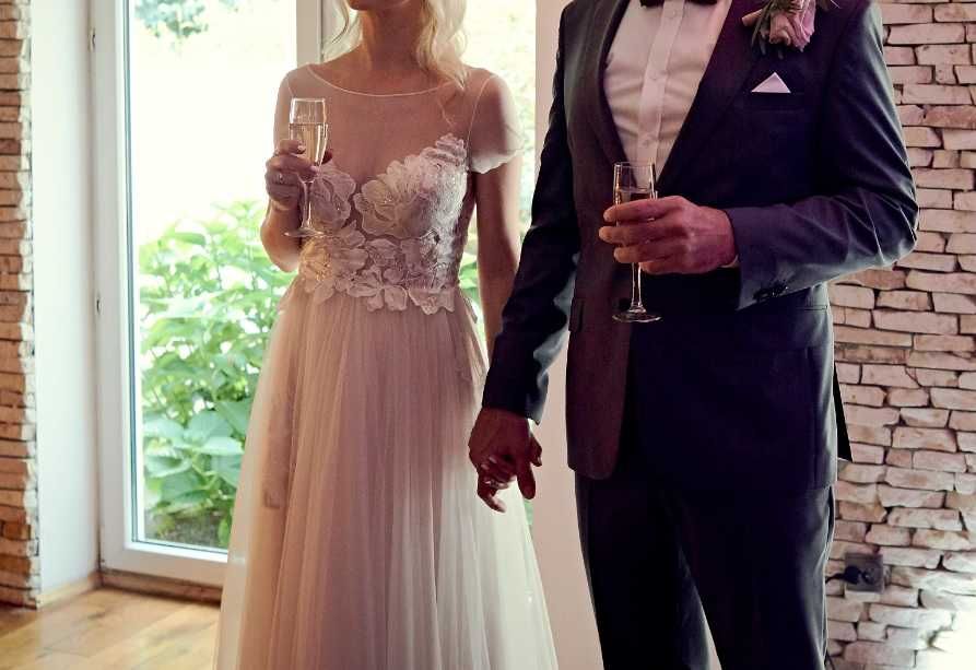 Piękna suknia ślubna boho projektu Aleksandry Mirosław r. 34-36