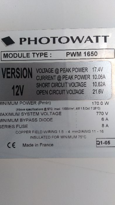 Panel 12V 165W słoneczny solarny solar bateria słoneczna solarna MONO