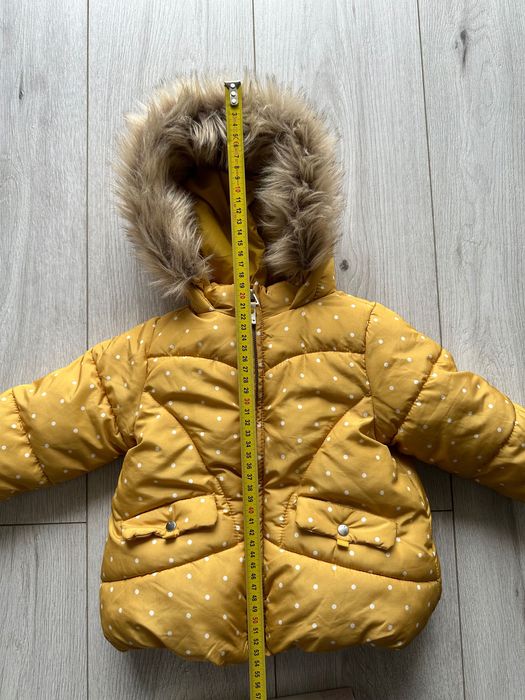 Kurtka zimowa ZARA 9-12 msc 80 cm dla dziewczynki / z futerkiem żółta