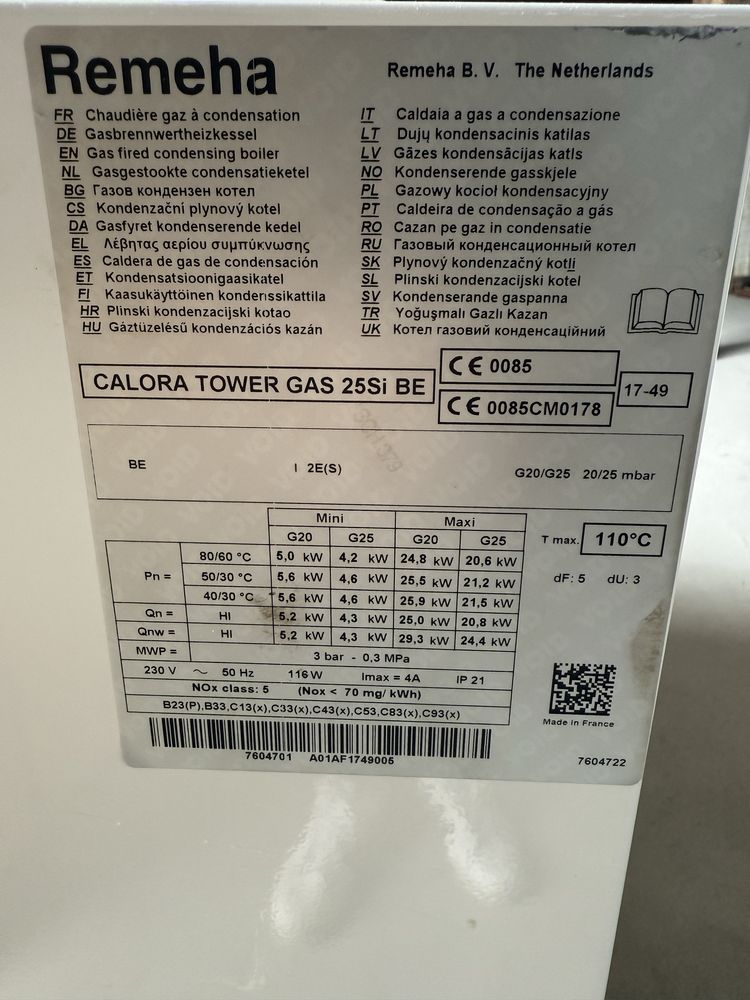 Remeha Calora Tower Gaz 25 Si