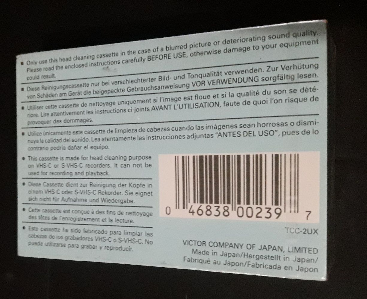 Cassete de limpeza, para cabeças de video VHS