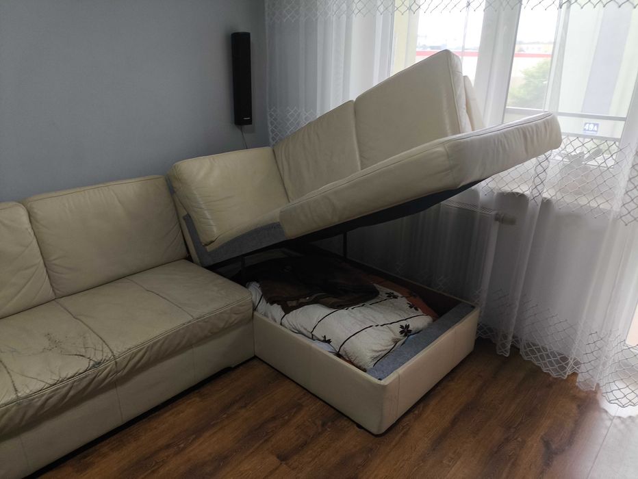 narożnik skórzany ecru