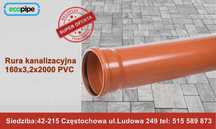 Rura kanalizacyjna zewnętrzna fi160x3.2x2000 PVC