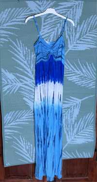 Zjawiskowa sukienka plażowa niebieska cieniowana
