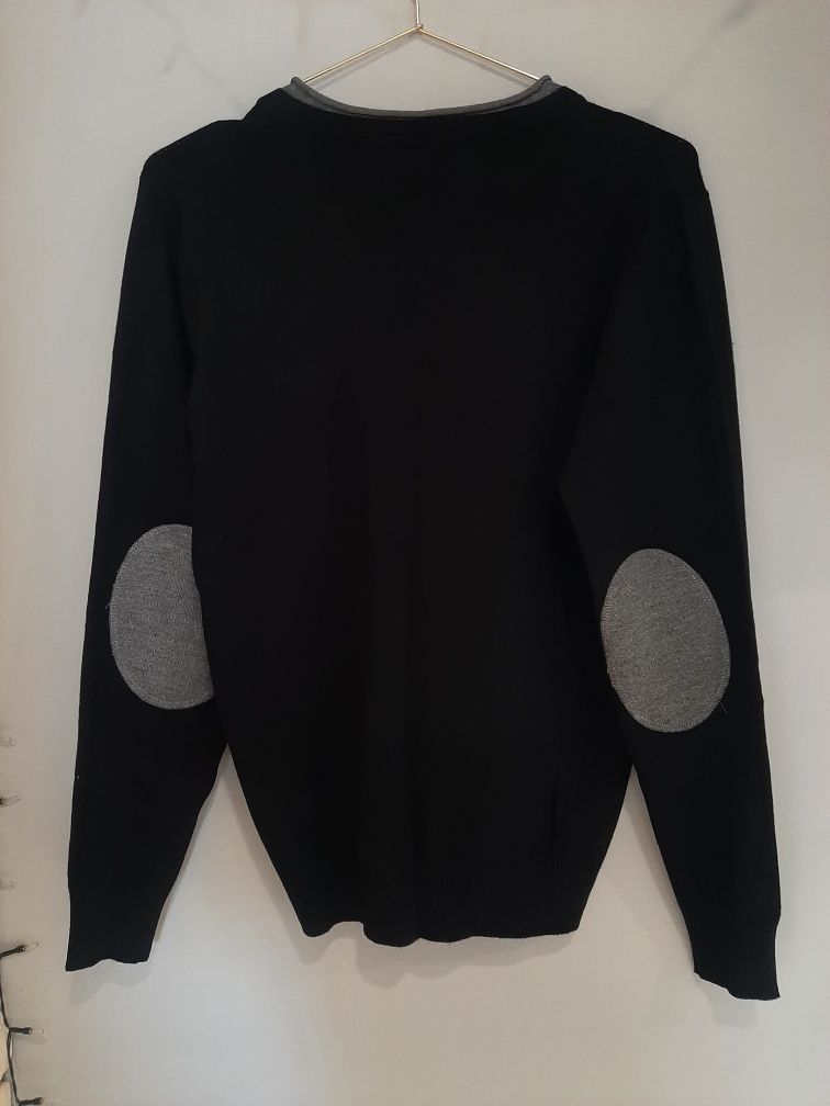 Sweter męski czarny z łatkami