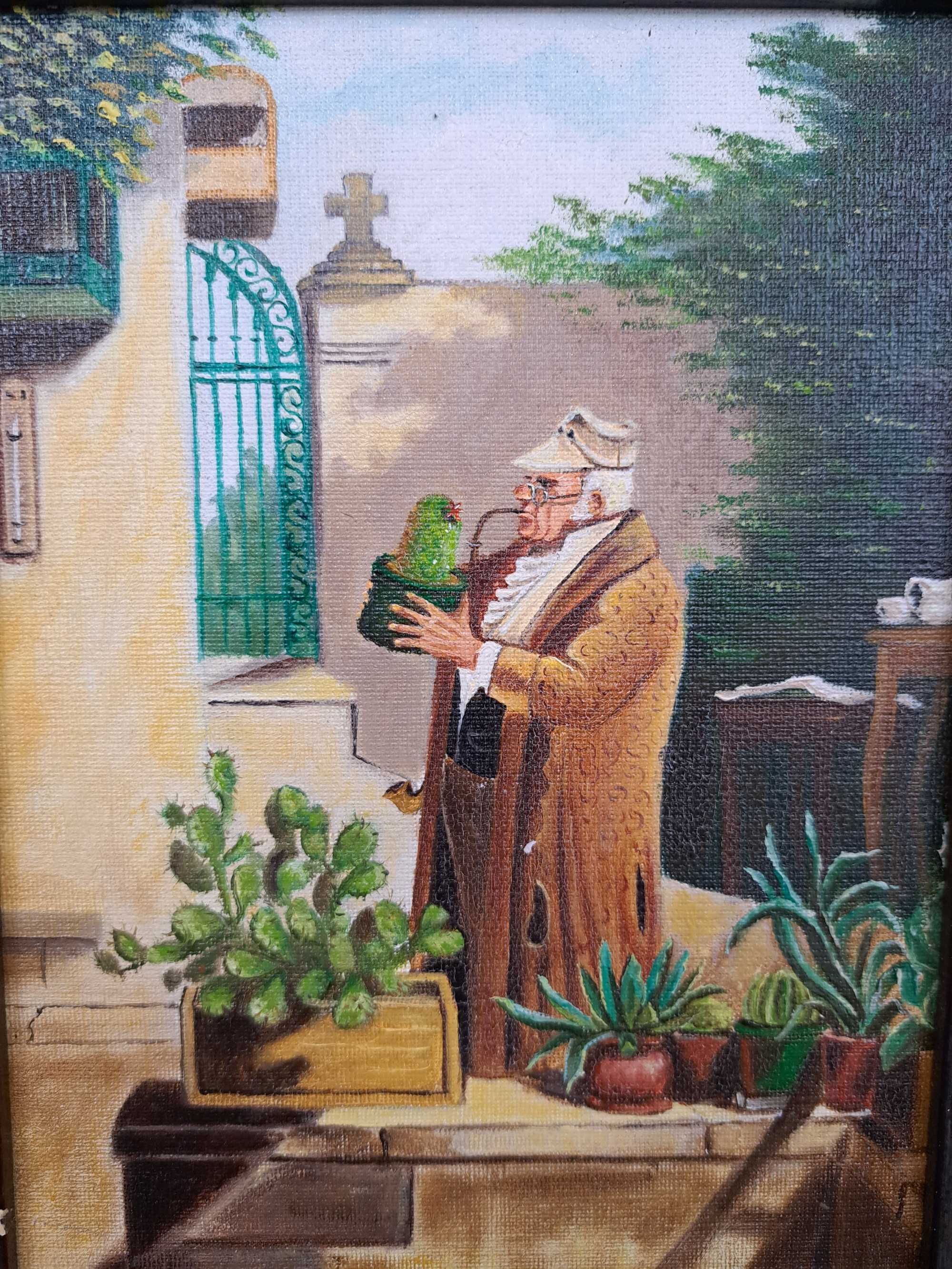 Przyjaciel kaktusa, Carl Spitzweg, obraz olejny, Kopia