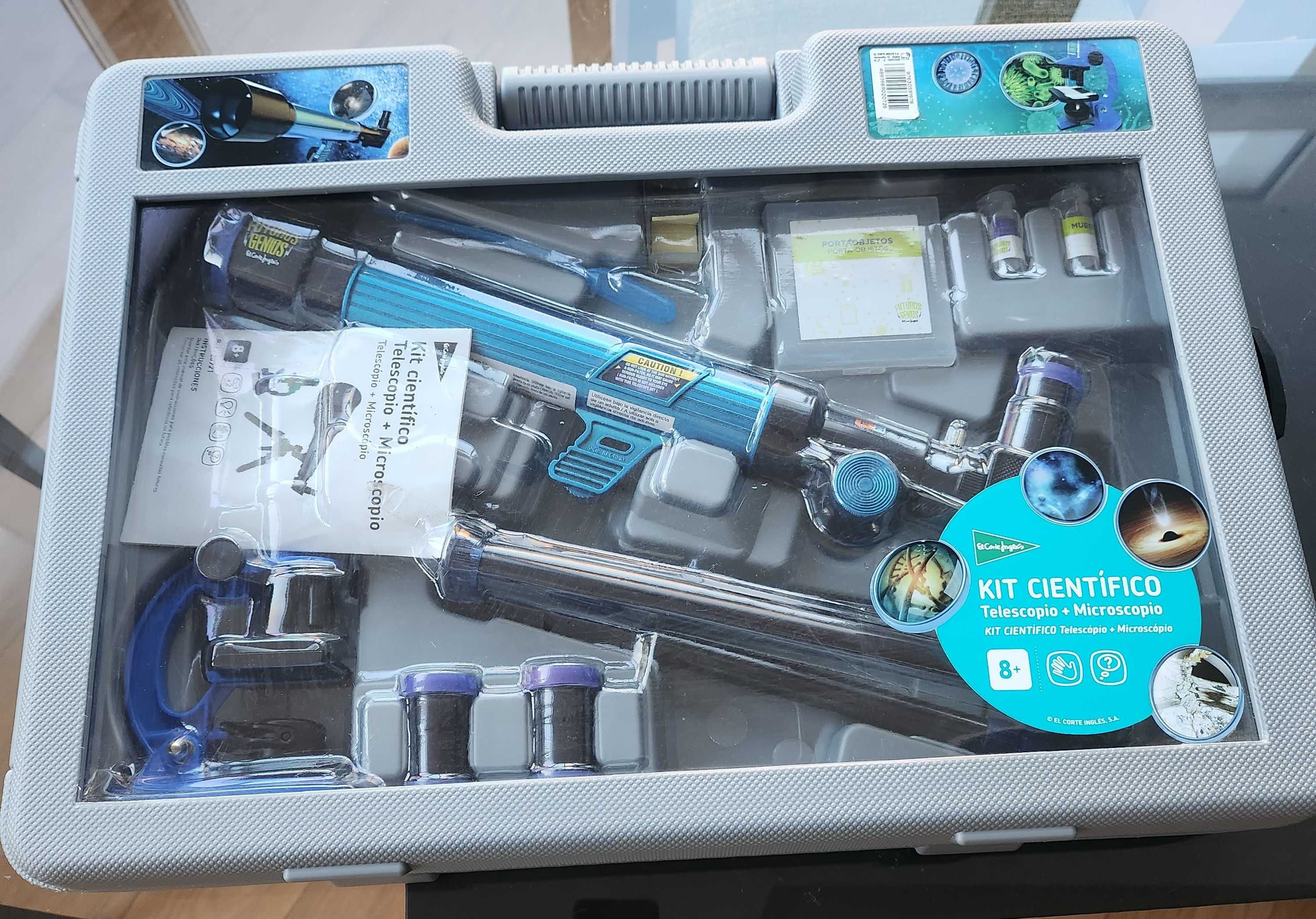 Kit Científico: Telescópio + Microscópio (mais de 8 anos)