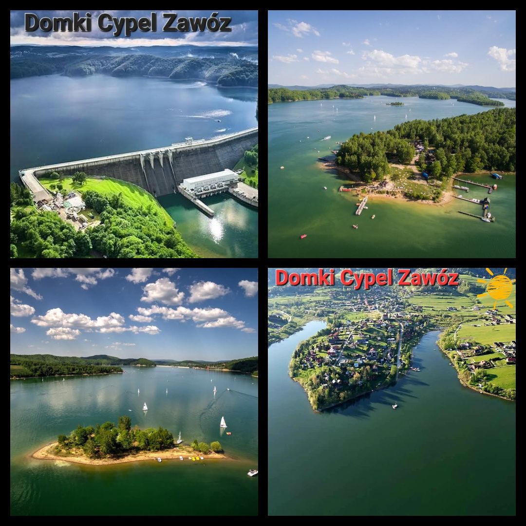 Domki cypel Zawóz blisko jeziora kąpieliska plaży solina bieszczady
