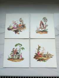 Karnety ze scenkami rodzajowymi malowane na porcelanie.