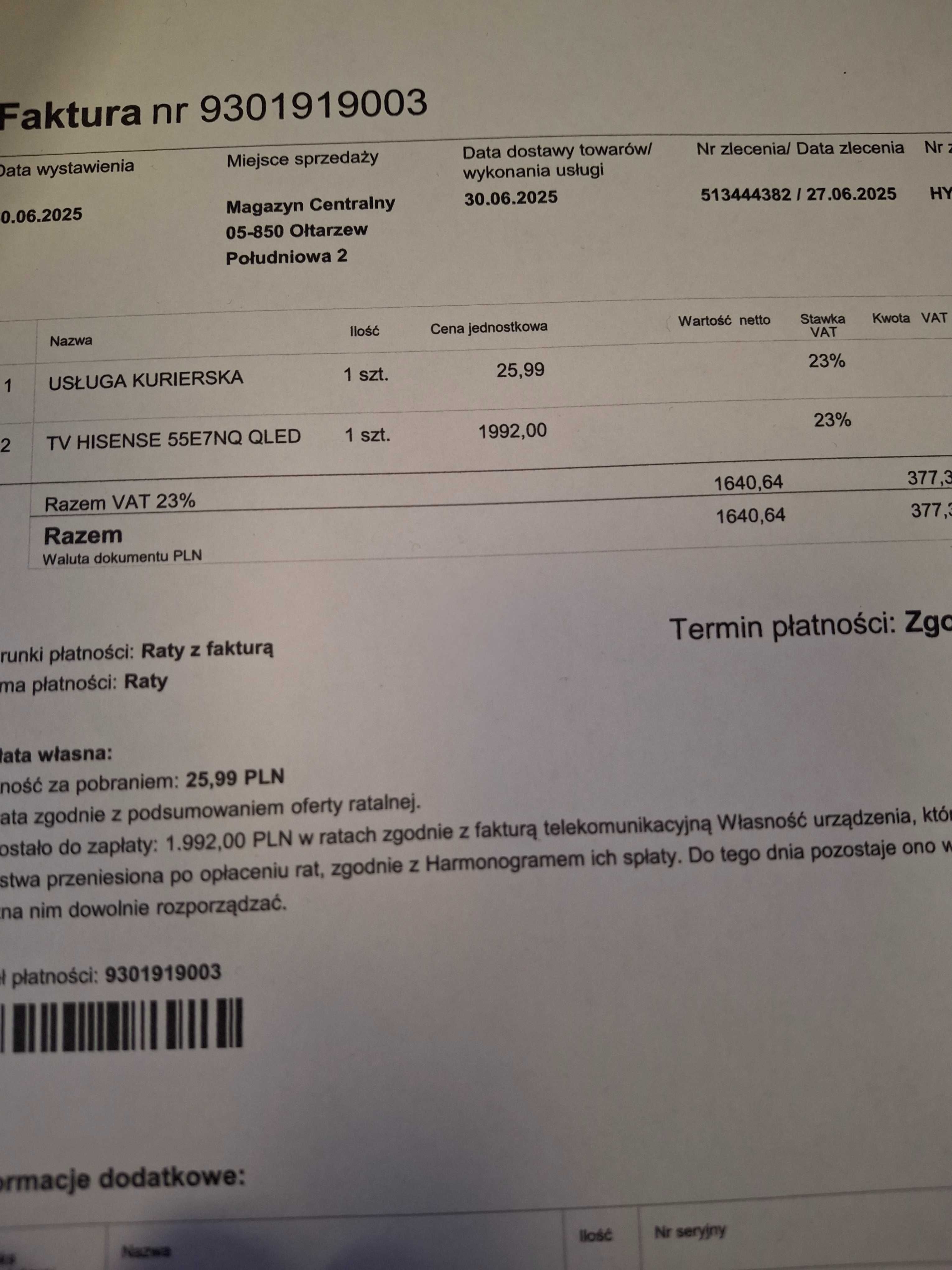 Telewizor QLED Hisense 55E7NQ 55" 4K UHD czarny JAK NOWY! GWARANCJA