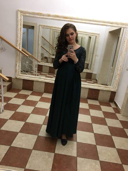 Сукня вечірня темно зелена