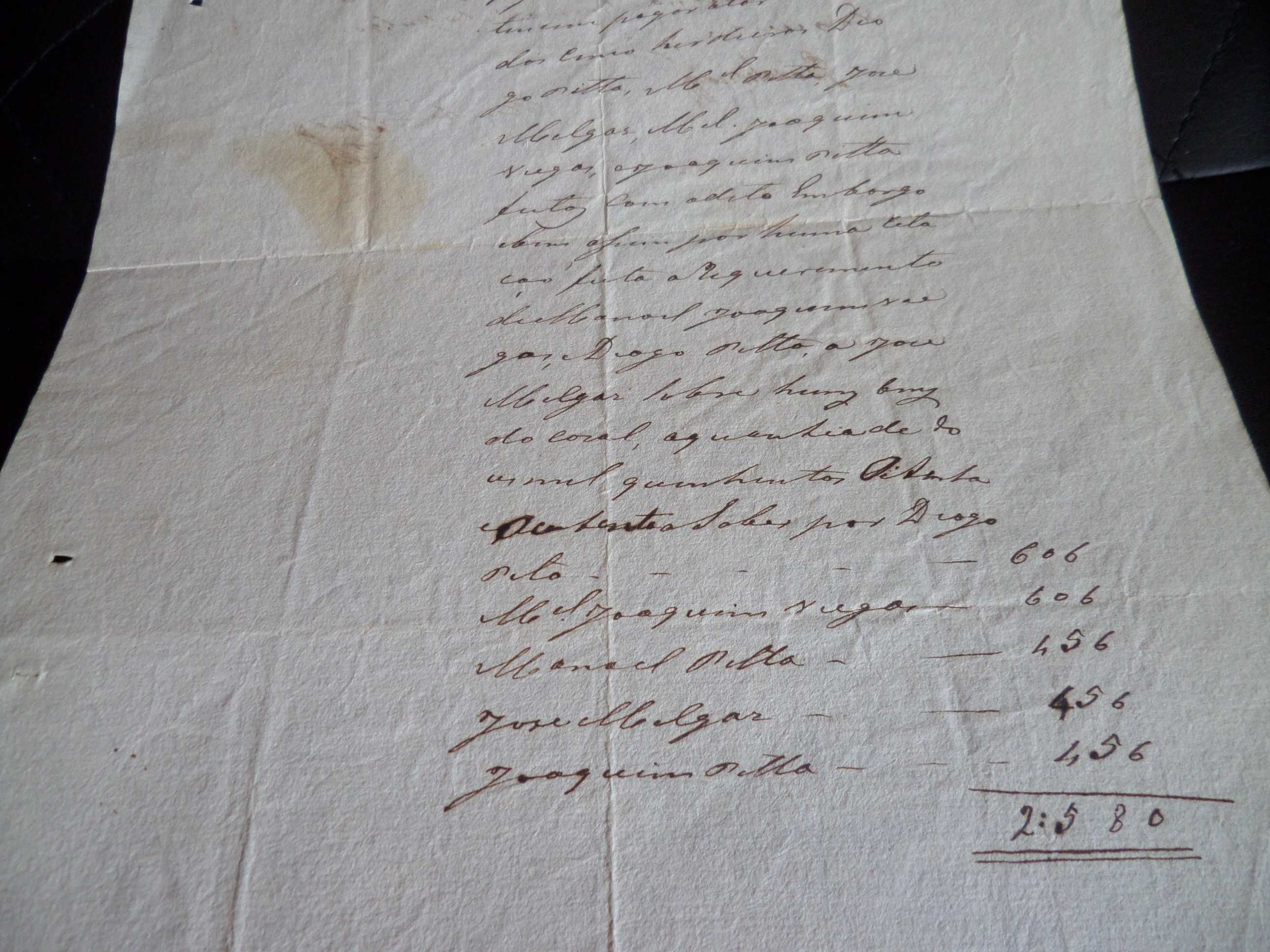 Documento Manuscrito, Ano 1838