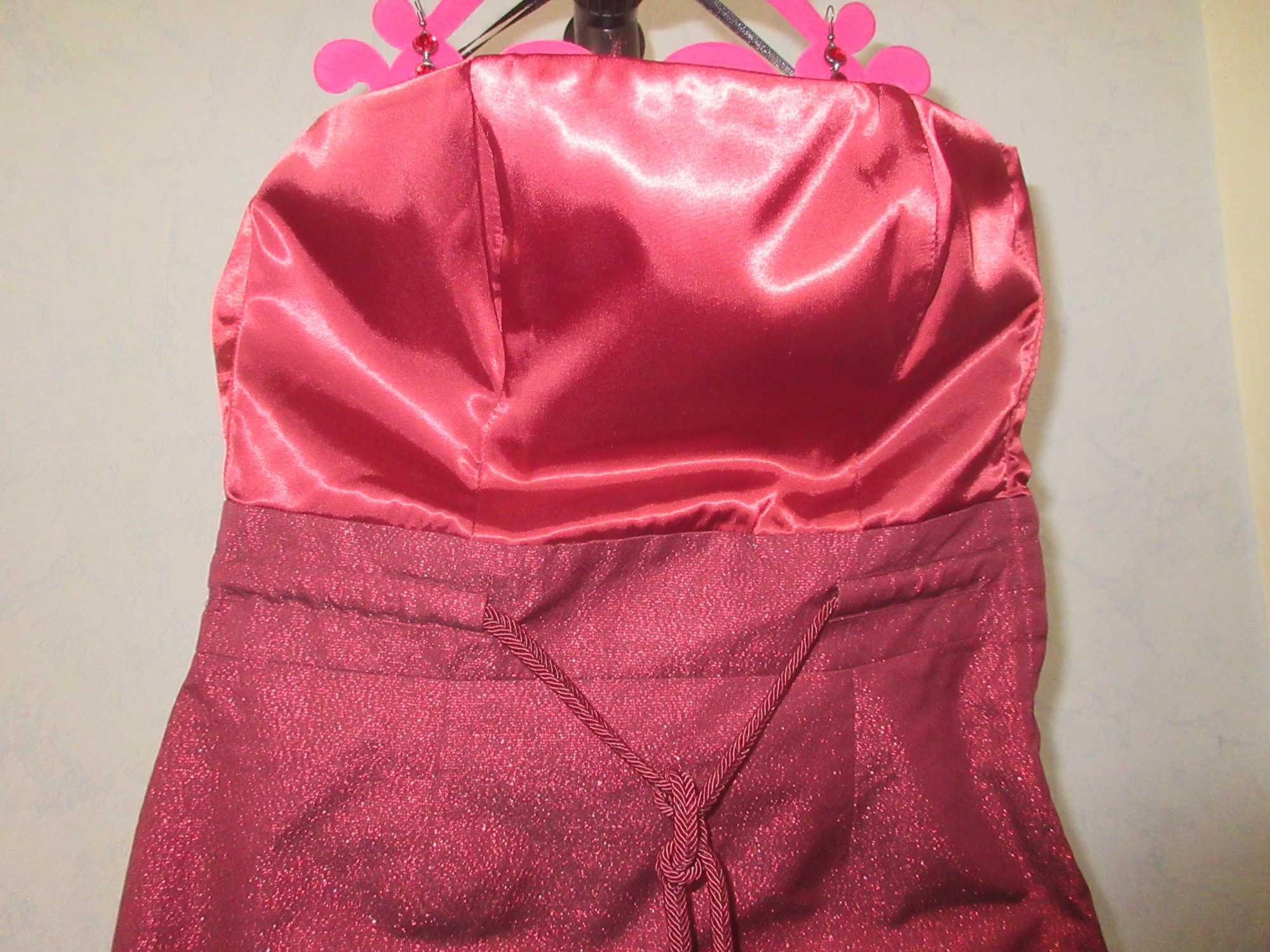 H&M nowa z metką czerwona bordowa mini sukienka 36 na wesele brokat