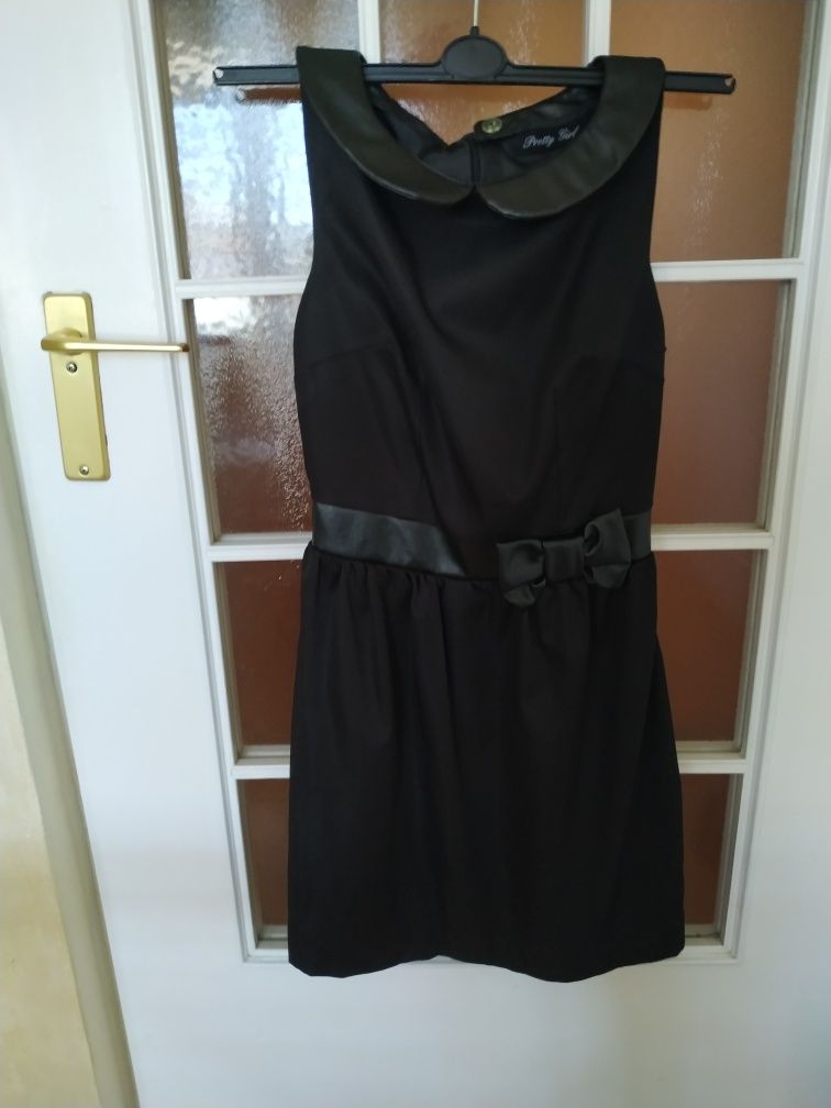 Czarna sukienka elegancka z kokardą Pretty Girl S 36
