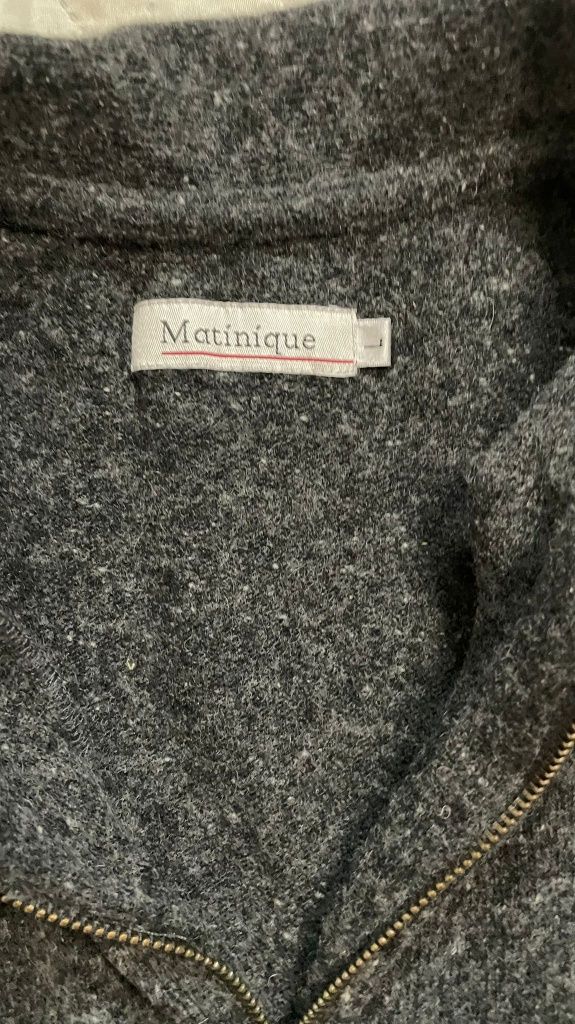 Matinique męski sweter Polo XL szary skandynawski halfzip duński