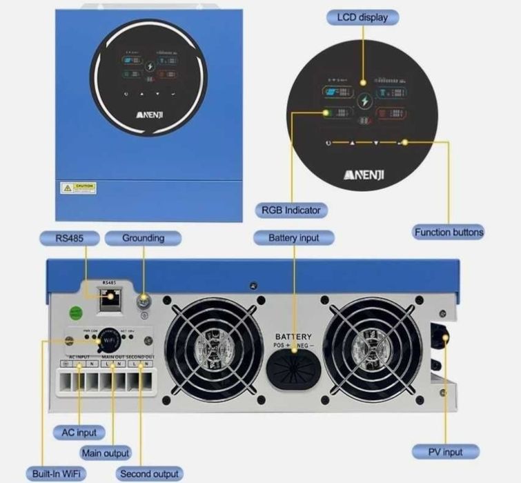Инвертор ANENJI Aninerel-4,2; 6,2квт 48в Lifepo4 280A BMS Jikong АВР T