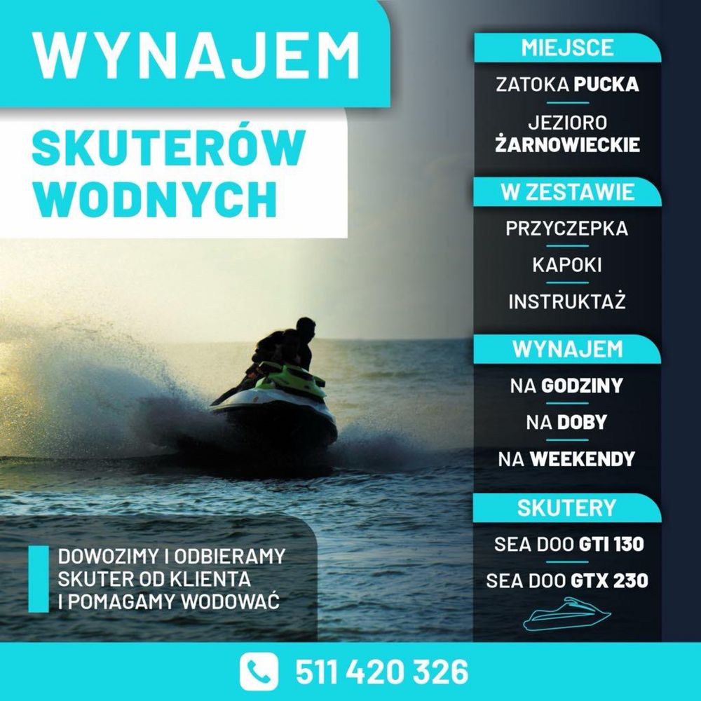Wynajem  skuterów wodnych sea doo gtr 230, sea doo gtx 230